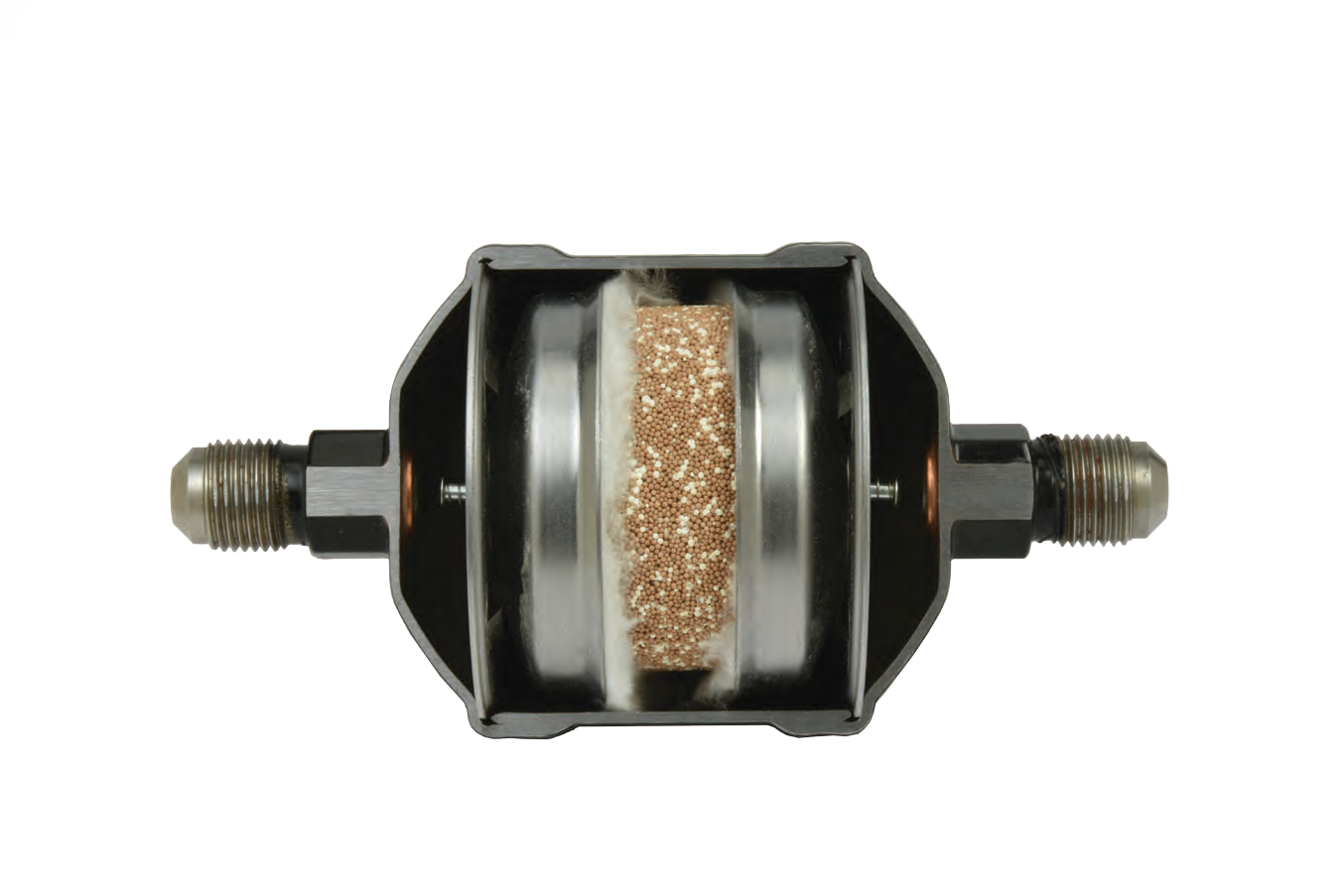 SANHUA filter drier cutaway showing its internal filter media